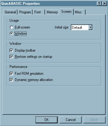 Figure 7: QBASIC Screen Size
