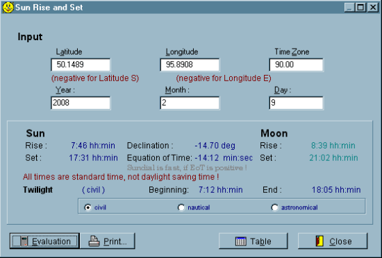 Figure 2: SONNE Features - "Sun Rise and Set" (F9)