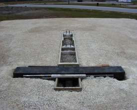 Installing the hollow steel sections.