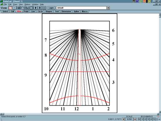 Figure 11: Vertical Direct South Sundial - Northern Hemisphere