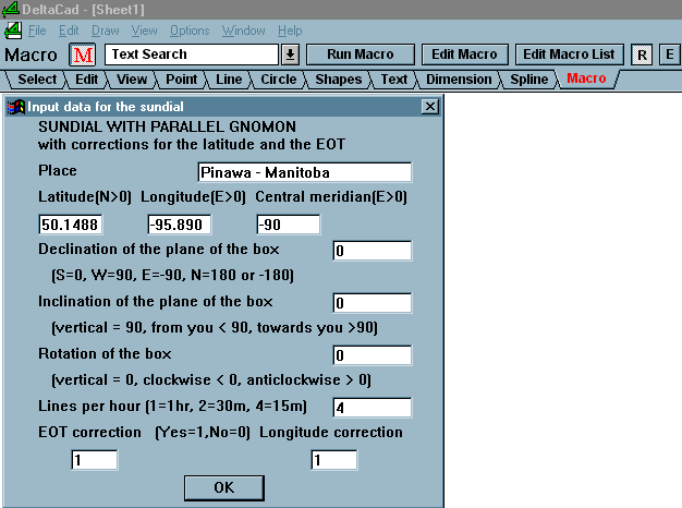 Figure 1 - Sundial with Parallel Gnomon Macro