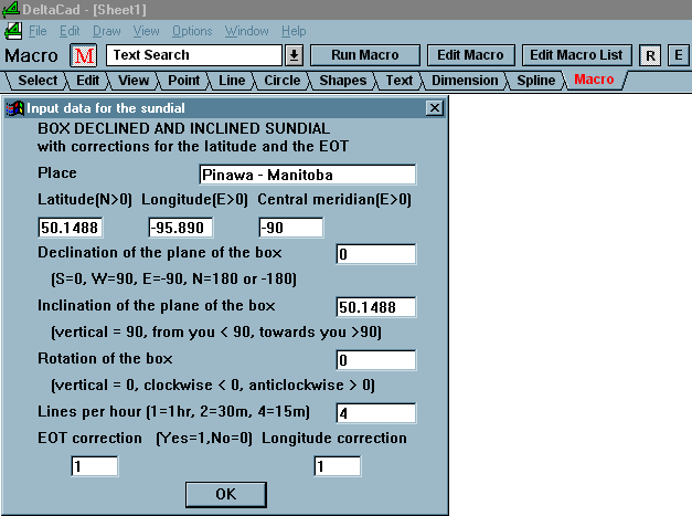 Figure 1 - Box Sundial with Arbitrary Orientation Macro