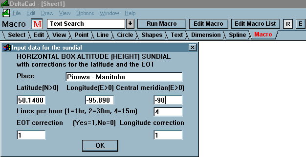 Figure 1 - Horizontal Box Altitude Sundial Macro