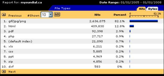 Web Site Report - File Types