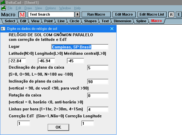 Figure 1 - Sundial with Parallel Gnomon Macro