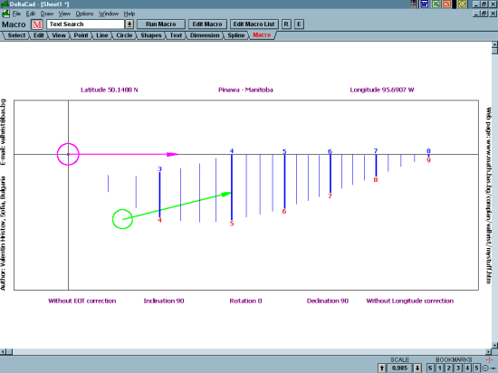 Figure 11: Vertical Direct West Sundial with Vertical Hour Lines
