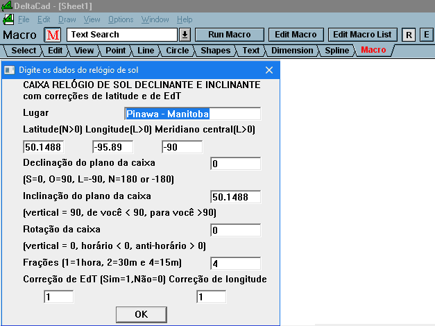 Figure 1 - Box Sundial with Arbitrary Orientation Macro