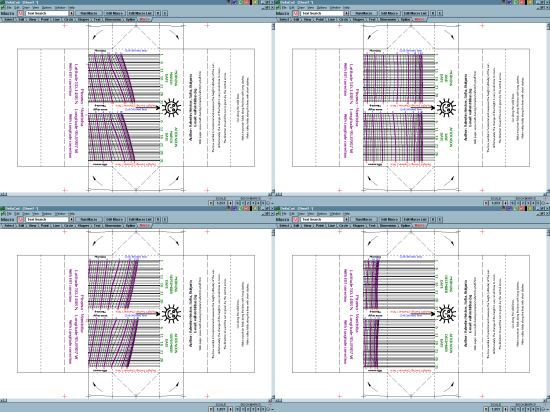 Figure 5: Horizontal Box Altitude Sundials for March, June, September and December