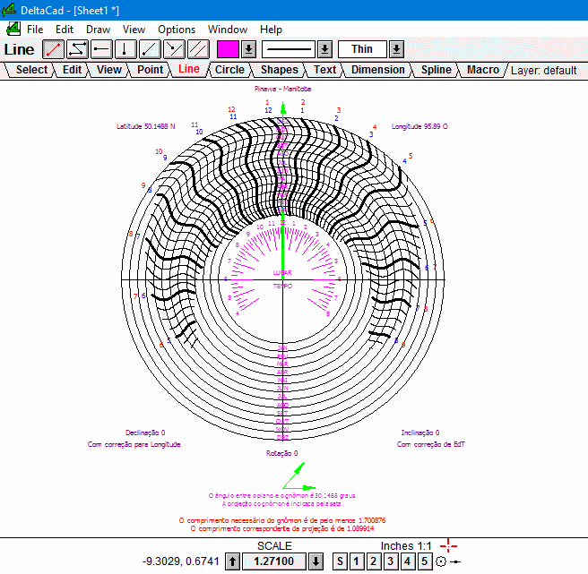 Figure 6: Spider Sundial 4 - Horizontal Dial Plane with Polar Gnomon