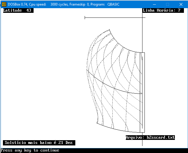 Figure 4: H2SS Sundial - QBASIC Screen Output