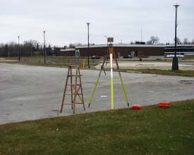 Setup for establishing true north.